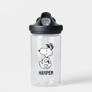 Snoopy So Sweet Flower Pattern   Add Your Name Water Bottle