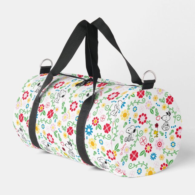 Snoopy So Sweet Flower Pattern Duffle Bag (Left Corner)