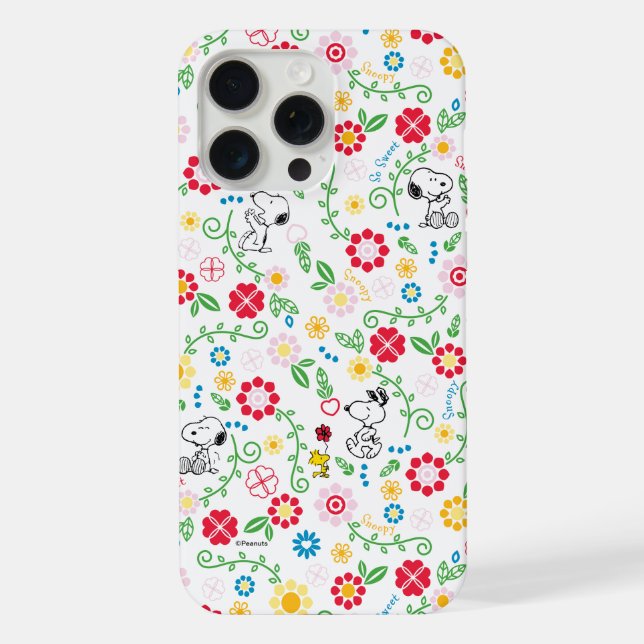 Snoopy So Sweet Flower Pattern iPhone Case (Back)