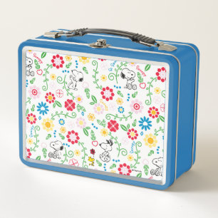Snoopy So Sweet Flower Pattern Metal Lunch Box