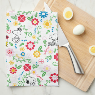 Snoopy So Sweet Flower Pattern Tea Towel