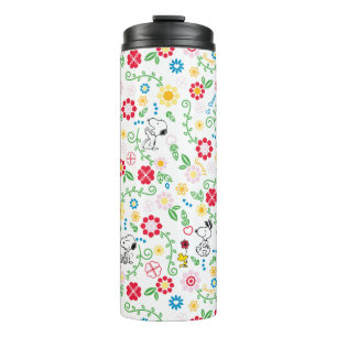 Snoopy So Sweet Flower Pattern Thermal Tumbler