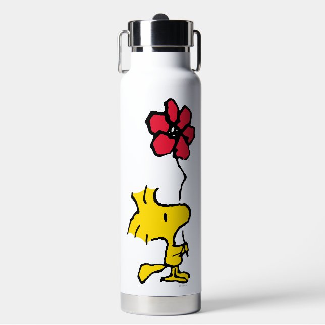 Snoopy So Sweet Flower Pattern Water Bottle (Front)