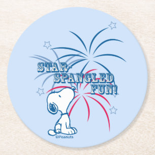 Snoopy Star Spangled Fun Round Paper Coaster