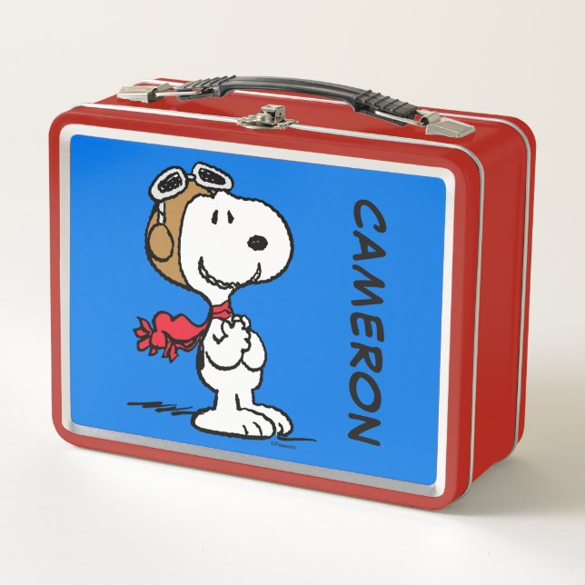 Snoopy The Flying Ace | Add Your Name Metal Lunch Box (Front)