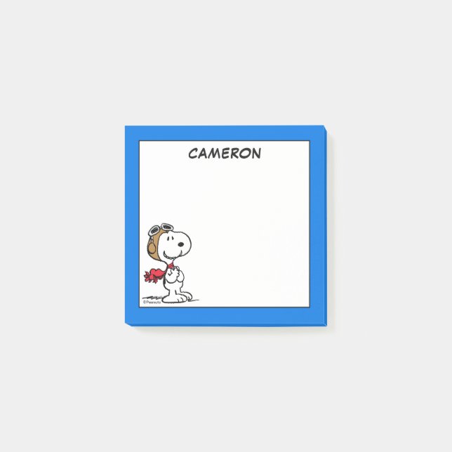 Snoopy The Flying Ace | Add Your Name Post-it Notes (Front)