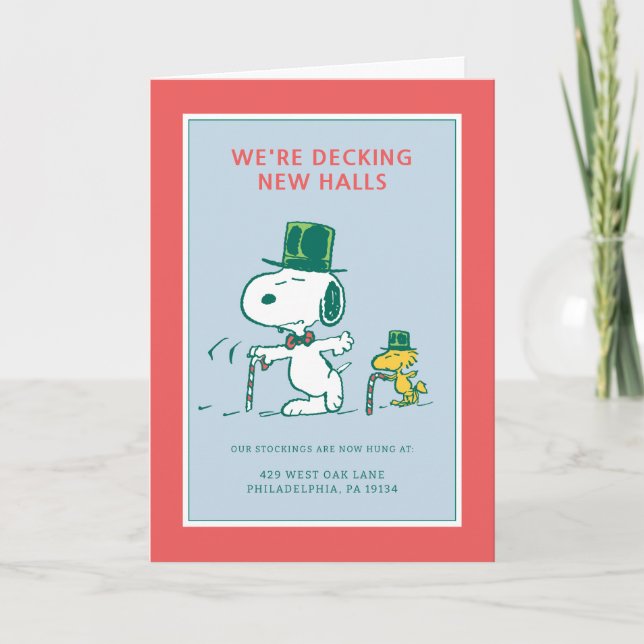 Snoopy Top Hat Peppermint Candy Holiday Card (Front)