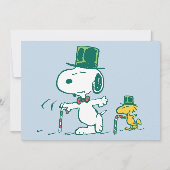 Snoopy Top Hat Peppermint Candy Holiday Card (Front)