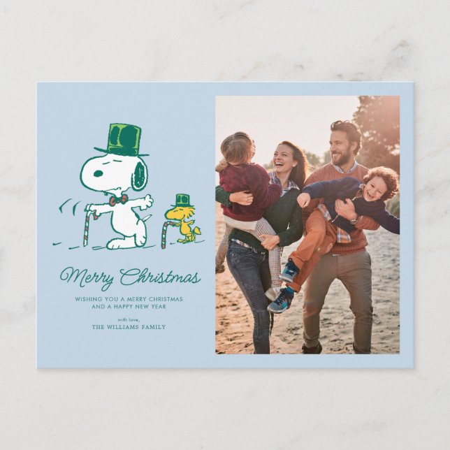 Snoopy Top Hat Peppermint Candy Holiday Postcard (Front)