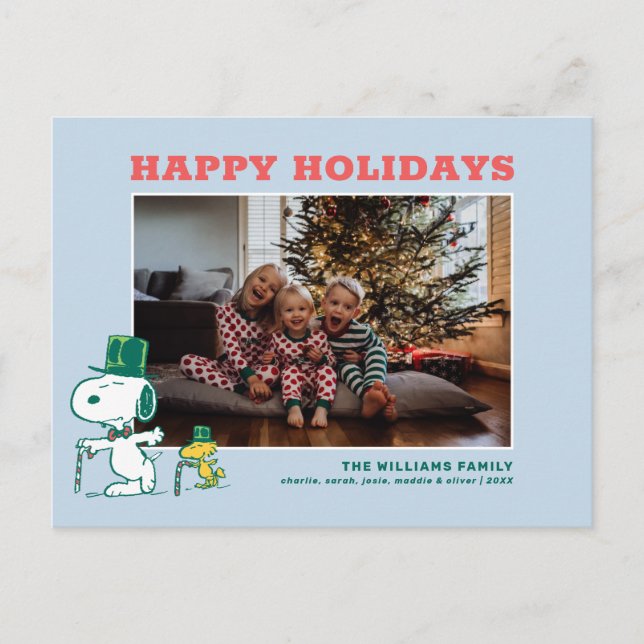 Snoopy Top Hat Peppermint Candy Holiday Postcard (Front)