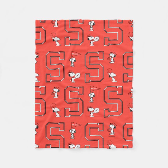 Snoopy Varsity Sports Fleece Blanket (Front)