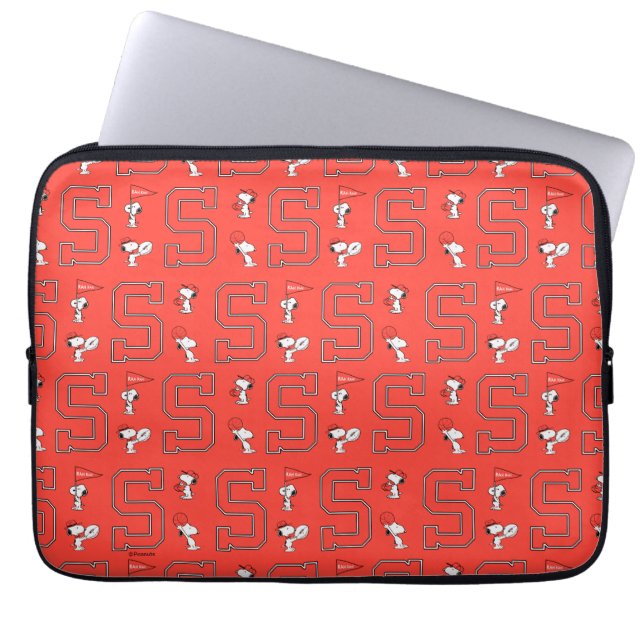 Snoopy Varsity Sports Pattern Laptop Sleeve (Front)