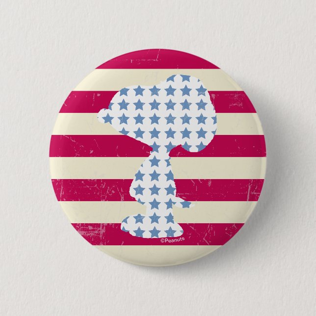 Snoopy Vintage Stars & Stripes 6 Cm Round Badge (Front)