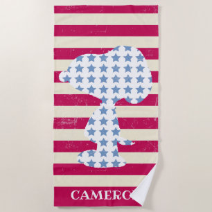 Snoopy Vintage Stars & Stripes Beach Towel