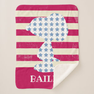 Snoopy Vintage Stars & Stripes Sherpa Blanket