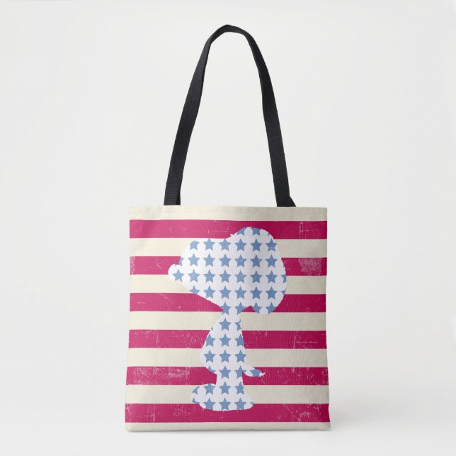 Snoopy Vintage Stars & Stripes Tote Bag (Front)