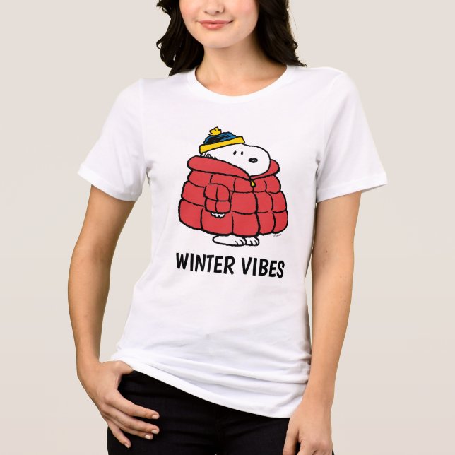Snoopy Winter in Puffer Coat Tri-Blend Shirt (Front)