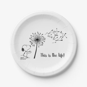 Snoopy With Dandelion Paper Plate