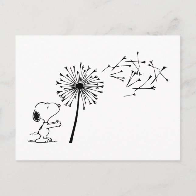 Snoopy With Dandelion Postcard (Front)