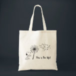 Snoopy With Dandelion Tote Bag<br><div class="desc">Check out this graphic of Snoopy blowing on a giant dandelion.</div>