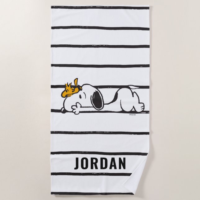 Snoopy & Woodstock | Add Your Name Beach Towel (Front)