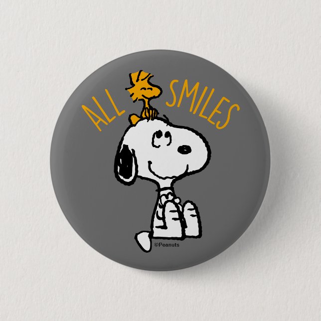 Snoopy & Woodstock - All Smiles 6 Cm Round Badge (Front)