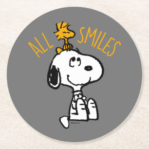 Snoopy & Woodstock - All Smiles Round Paper Coaster