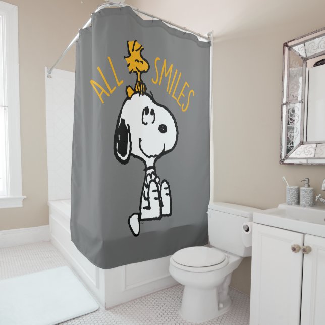 Snoopy & Woodstock - All Smiles Shower Curtain (In Situ)