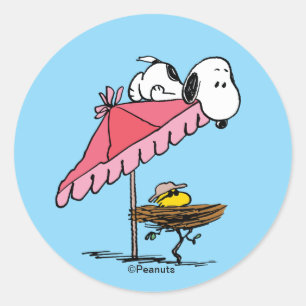 Snoopy & Woodstock Beach Vacation Classic Round Sticker
