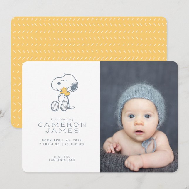 Snoopy & Woodstock Birth Announcement (Front/Back)