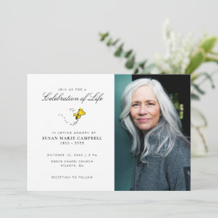 Snoopy & Woodstock Celebration of Life with Photo  Invitation