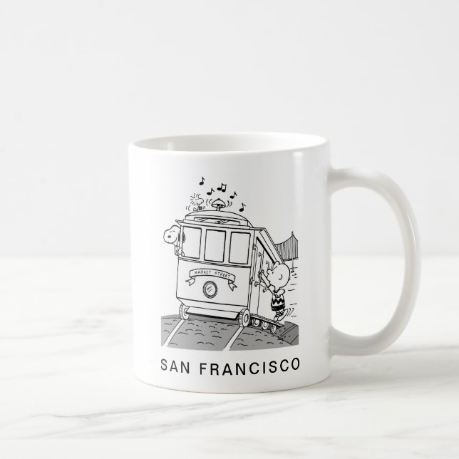 Snoopy, Woodstock, & Charlie Brown on a Trolley Coffee Mug (Right)