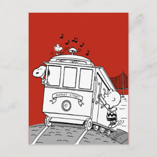 Snoopy, Woodstock, & Charlie Brown on a Trolley Postcard