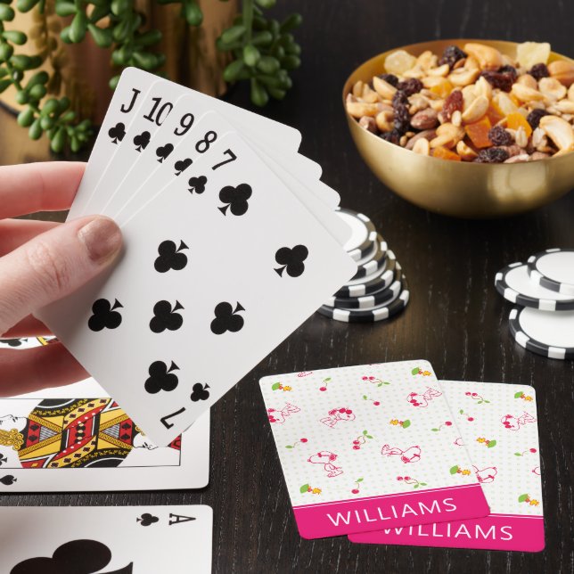 Snoopy & Woodstock Cherry Pattern Playing Cards (In Situ)