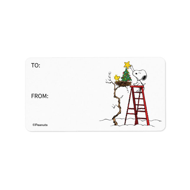 Snoopy & Woodstock Christmas Tree Gift Tag (Front)