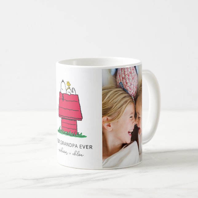 Snoopy & Woodstock Doghouse | Best Grandpa Ever Coffee Mug (Front Right)