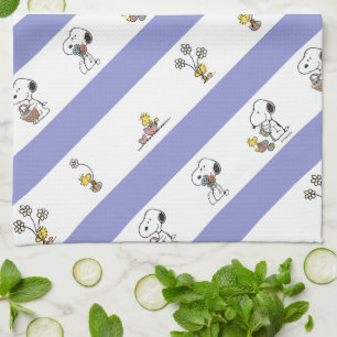 Snoopy & Woodstock Easter Stripe Pattern Tea Towel