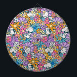 Snoopy & Woodstock Flower Pattern Dartboard<br><div class="desc">Check out this groovy Peanuts pattern featuring Snoopy and Woodstock.</div>