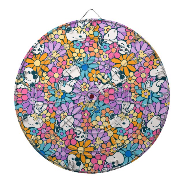 Snoopy & Woodstock Flower Pattern Dartboard (Front)