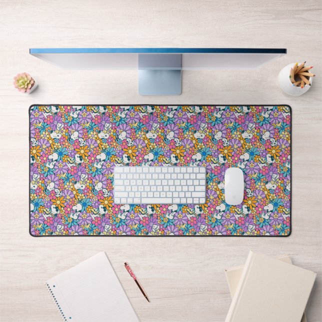 Snoopy & Woodstock Flower Pattern Desk Mat (Office 1)