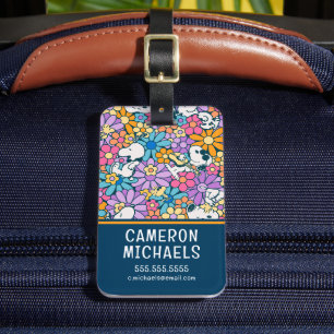 Snoopy & Woodstock Flower Pattern Luggage Tag