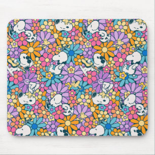 Snoopy & Woodstock Flower Pattern Mouse Mat