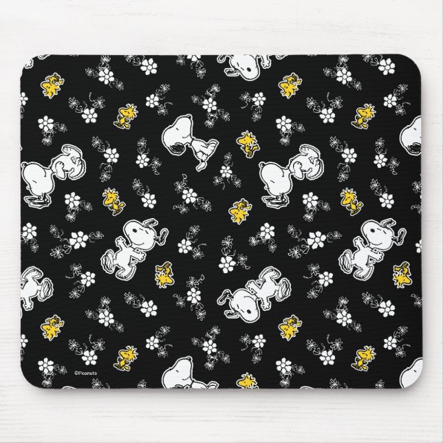 Snoopy & Woodstock Fun & Flowers Mouse Mat (Front)