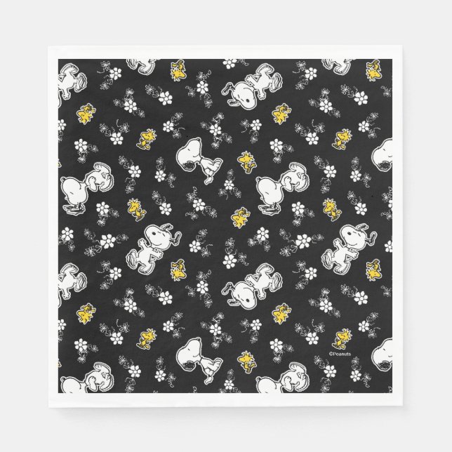 Snoopy & Woodstock Fun & Flowers Napkin (Front)