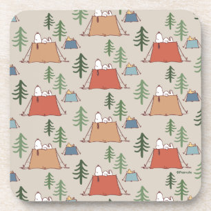 Snoopy & Woodstock Go Camping Pattern Coaster