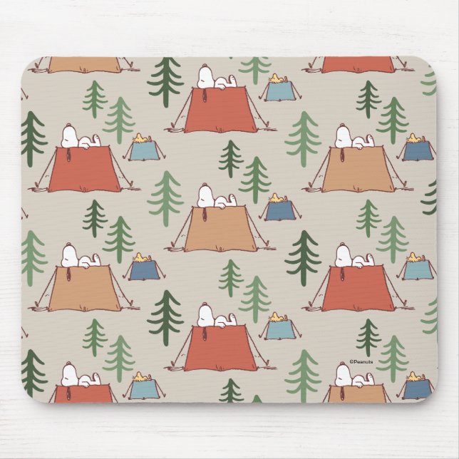 Snoopy & Woodstock Go Camping Pattern Mouse Mat (Front)