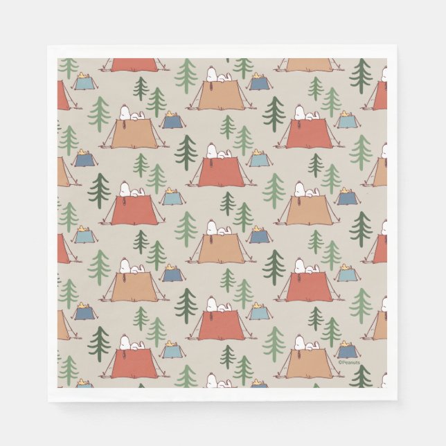 Snoopy & Woodstock Go Camping Pattern Napkin (Front)