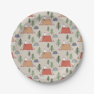 Snoopy & Woodstock Go Camping Pattern Paper Plate