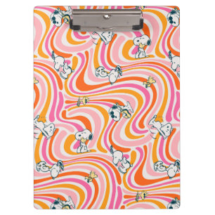 Snoopy & Woodstock Groovy Vibes Orange Pattern Clipboard