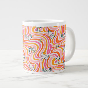 Snoopy & Woodstock Groovy Vibes Orange Pattern Large Coffee Mug